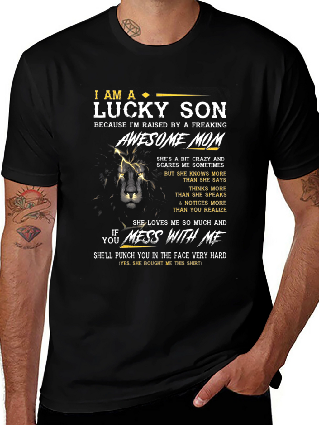 Lucky Son Awesome Mom Black T-Shirt