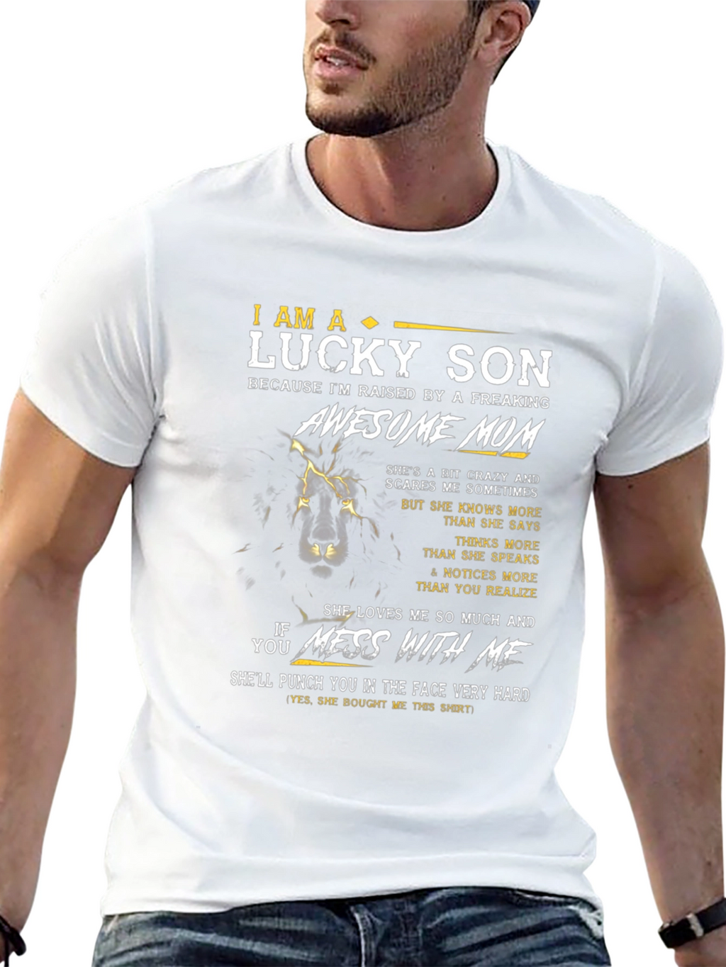 Lucky Son Awesome Mom Black T-Shirt