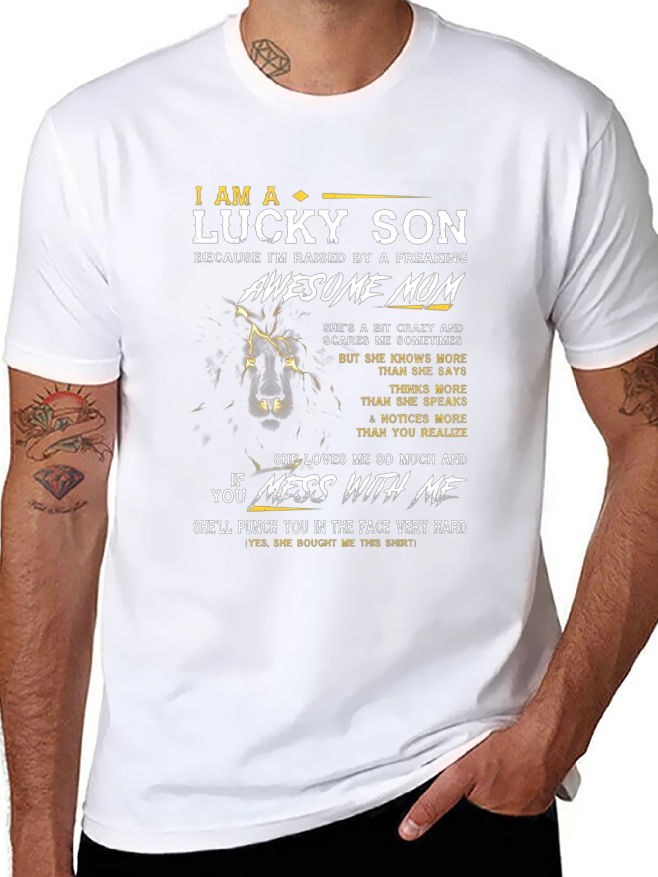 Lucky Son Awesome Mom Black T-Shirt