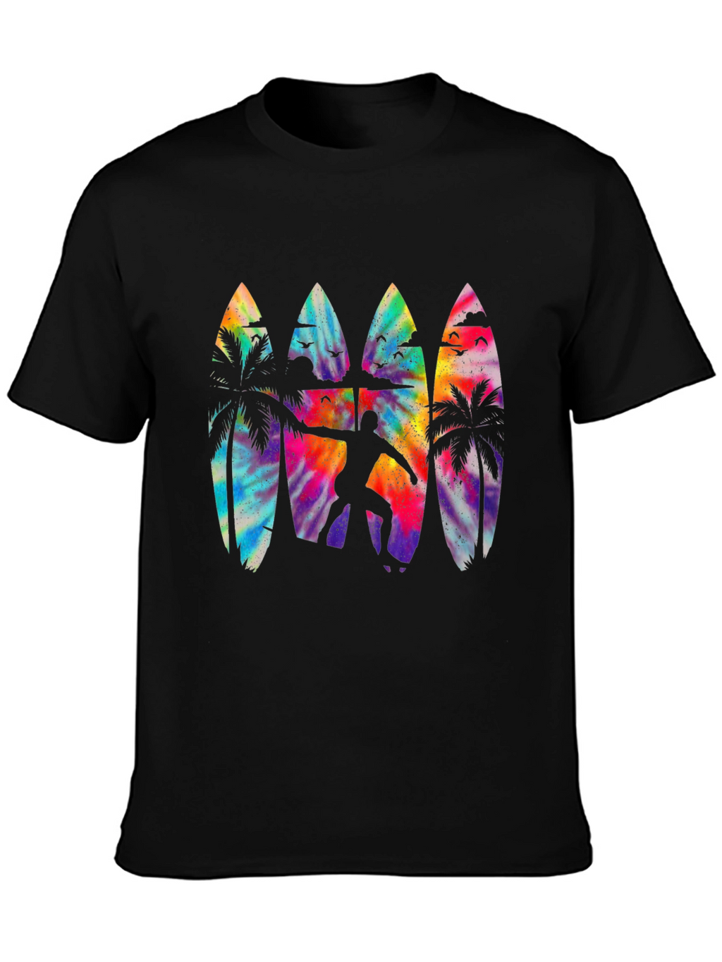 Surfer Silhouette Tie Dye Surfboard Tee