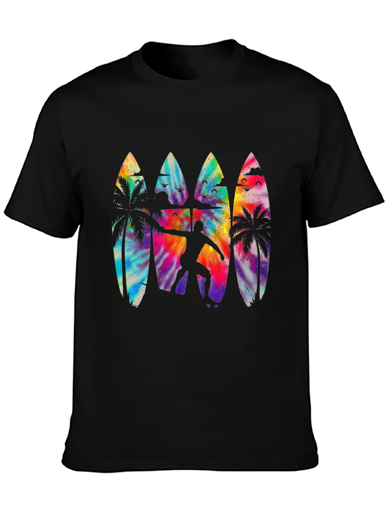 Surfer Silhouette Tie Dye Surfboard Tee