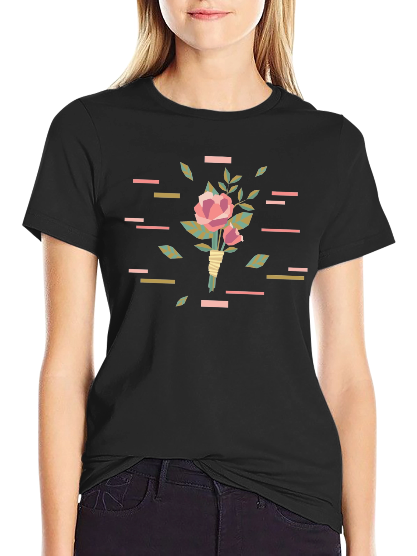Stylish Floral T-Shirt - Black Graphic Tee