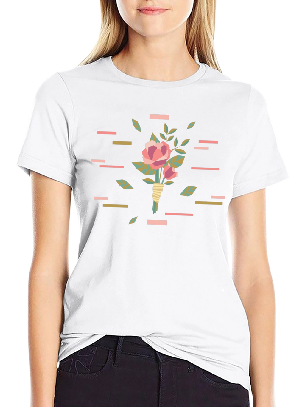 Stylish Floral T-Shirt - Black Graphic Tee