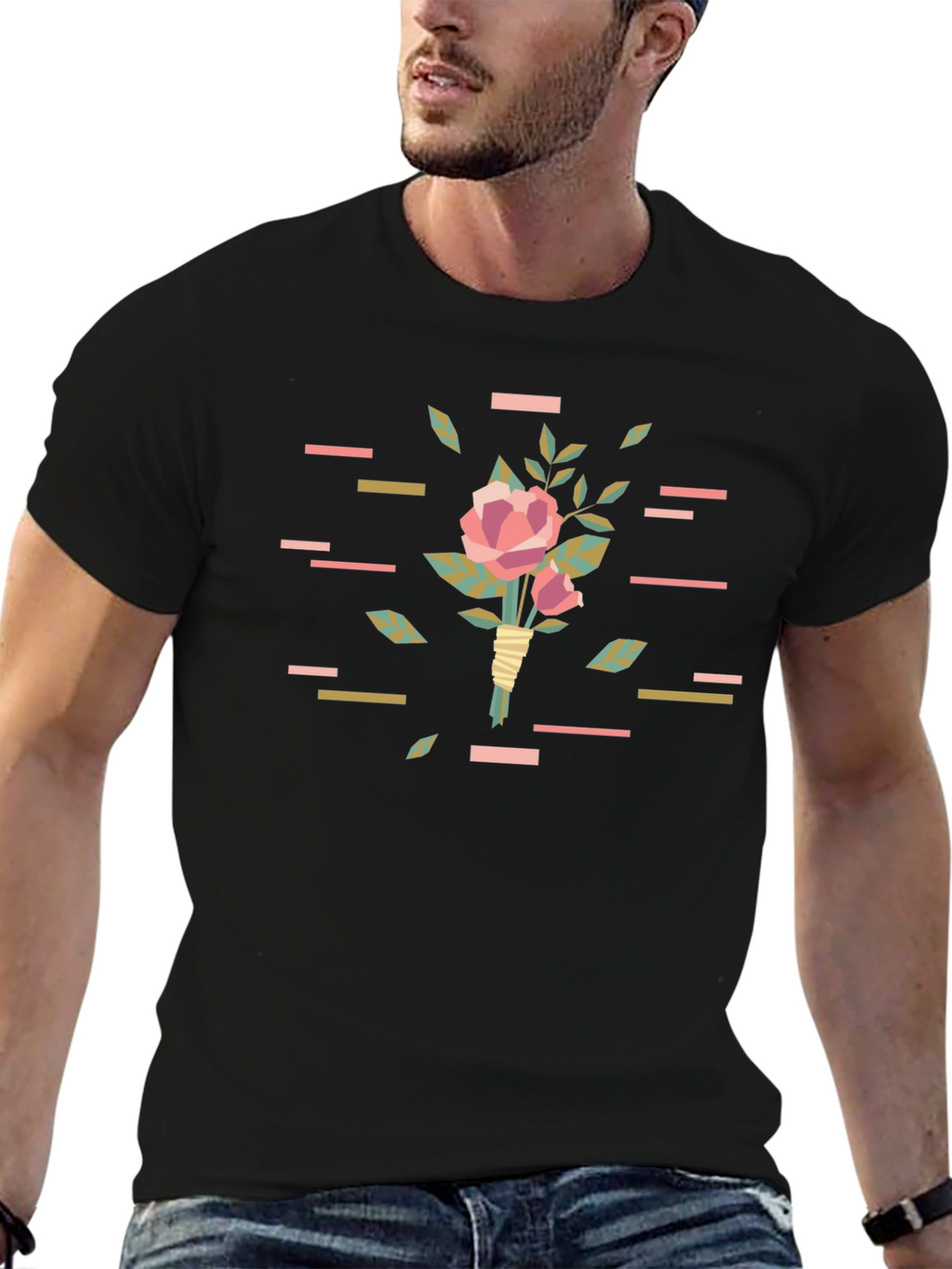 Stylish Floral T-Shirt - Black Graphic Tee