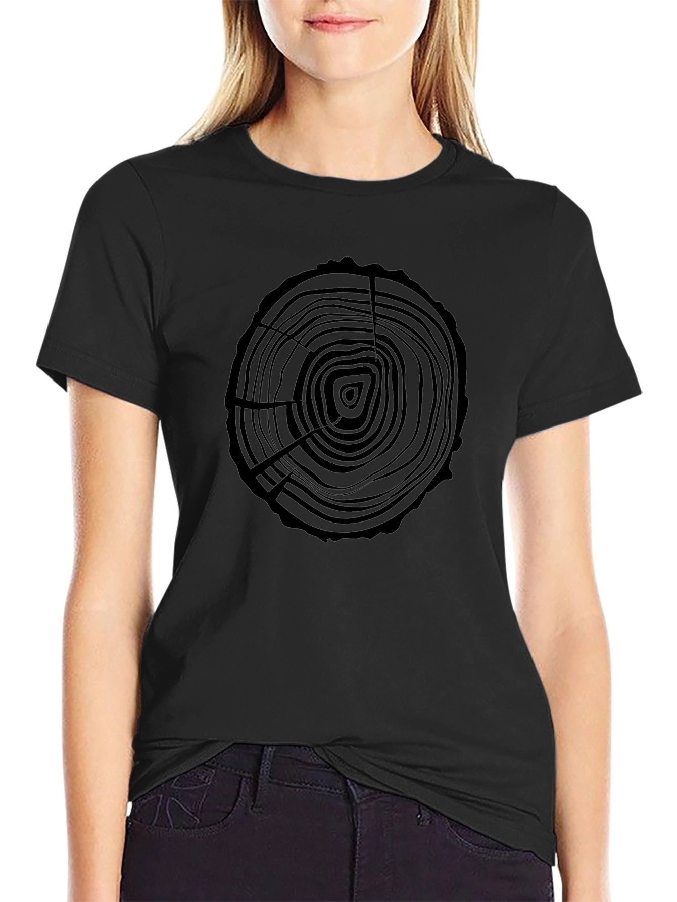 Black Tree Ring Graphic Tee - Nature Lovers Shirt