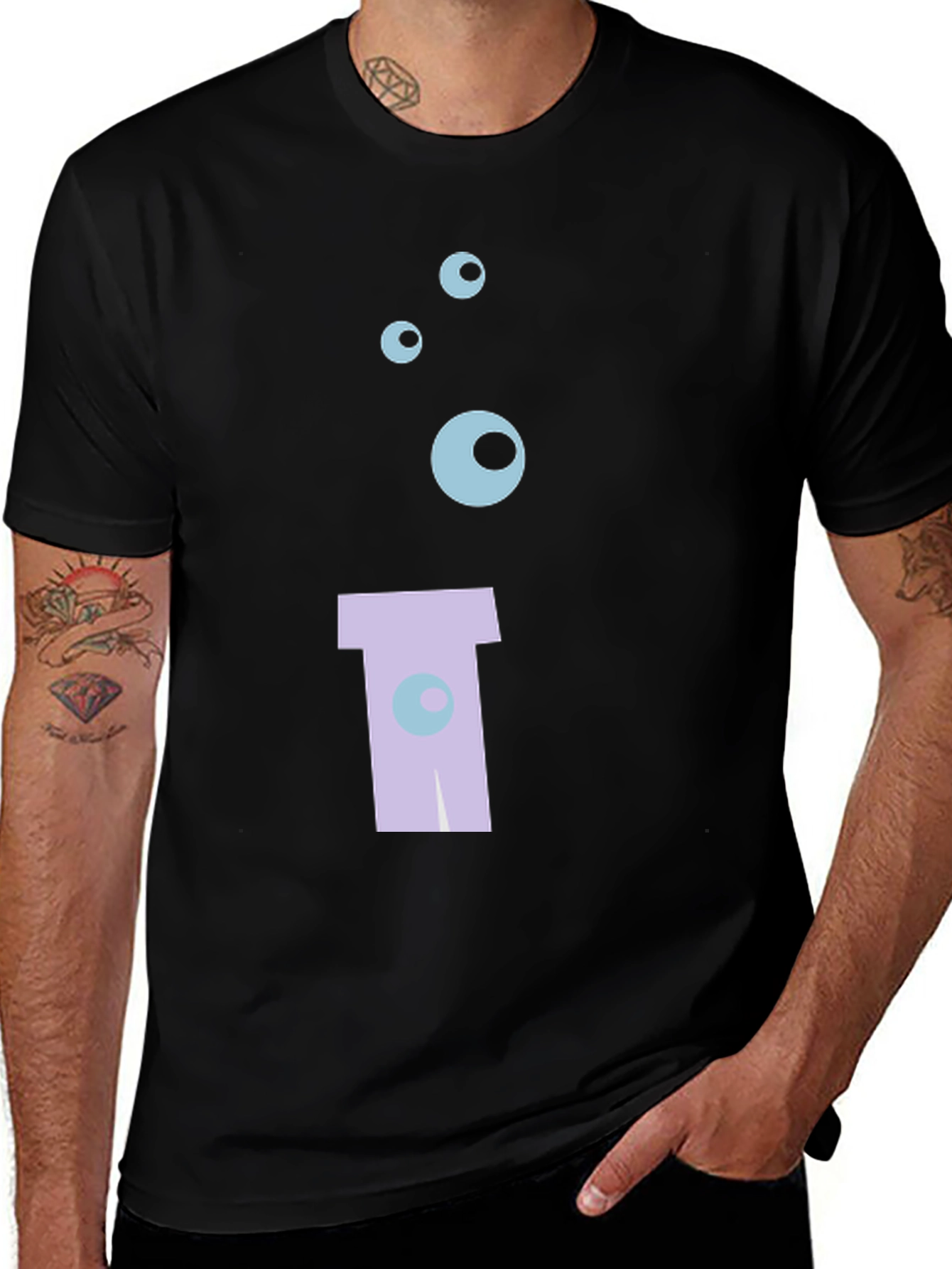 Mens Black Graphic T-Shirt - Science Design