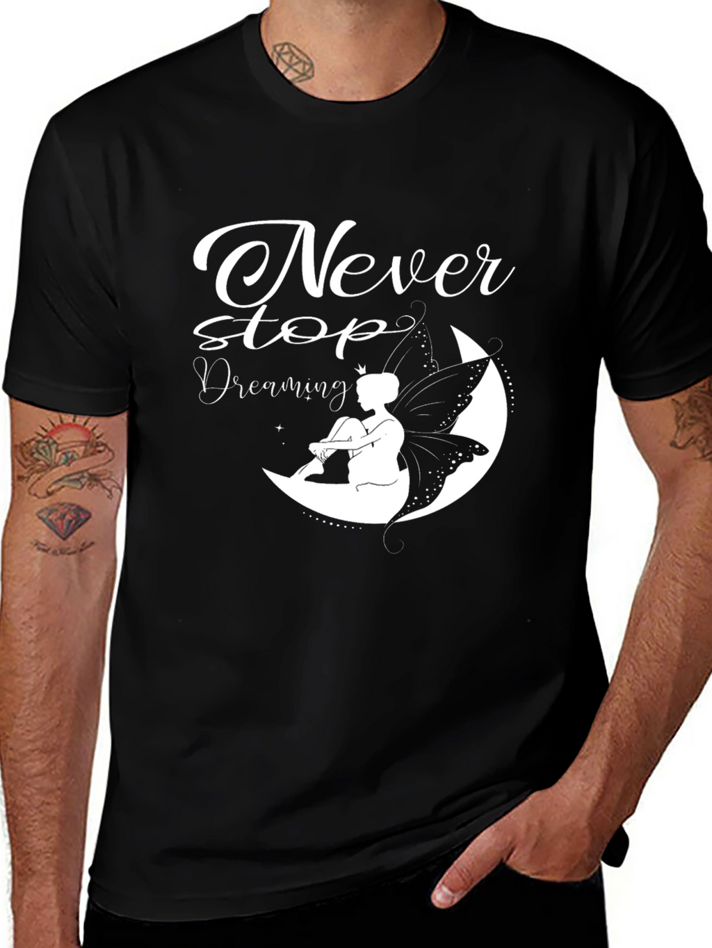 Never Stop Dreaming Black Graphic Tee