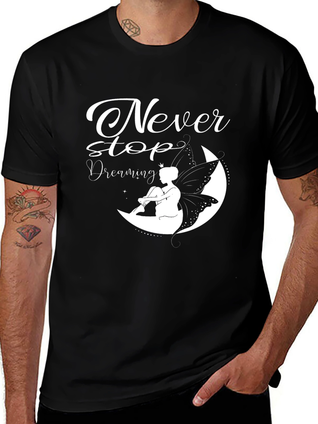 Never Stop Dreaming Black Graphic Tee