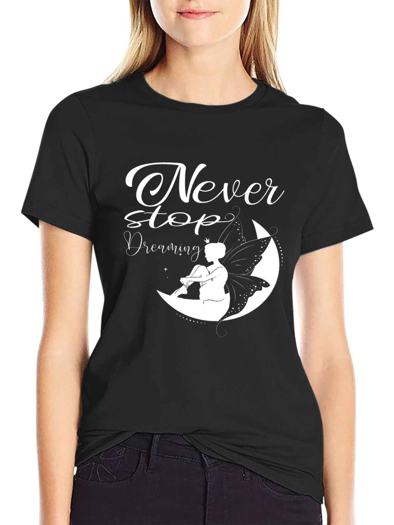 Never Stop Dreaming Black Graphic Tee
