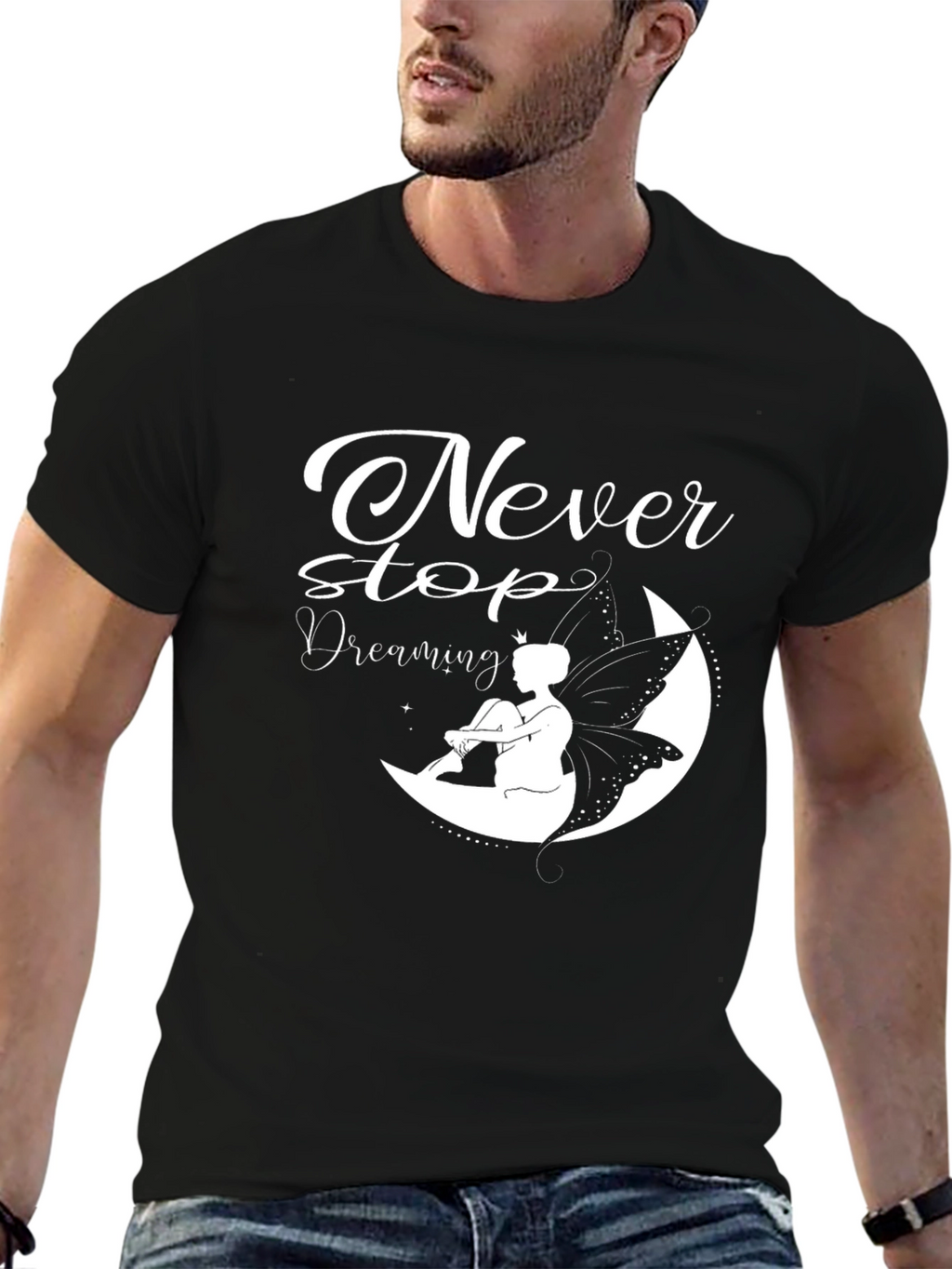 Never Stop Dreaming Black Graphic Tee