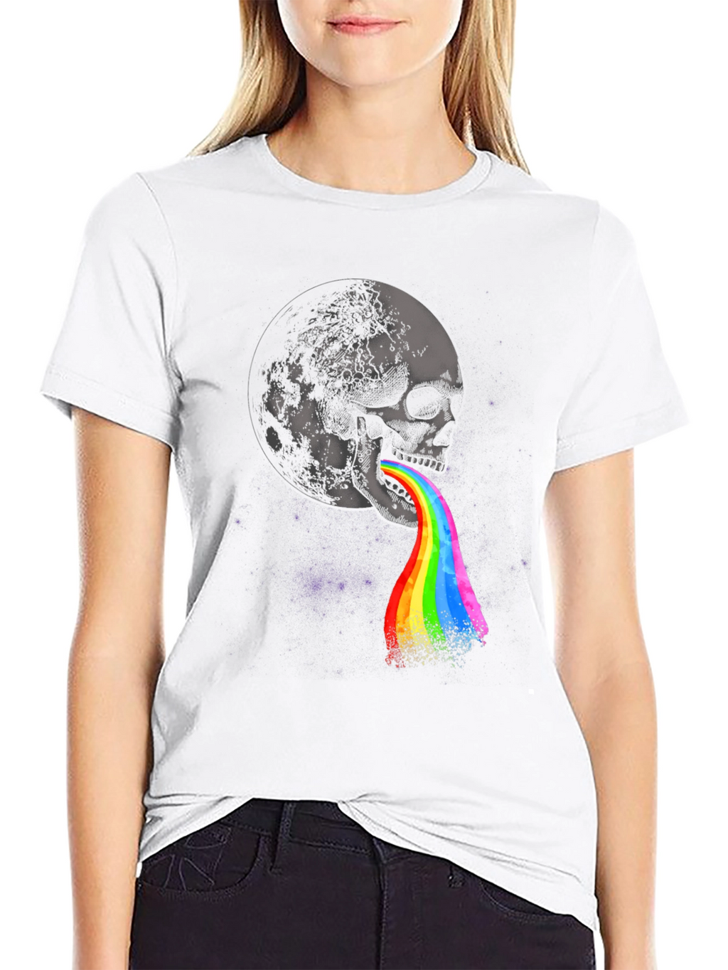 Skull Rainbow Vomit Graphic Tee