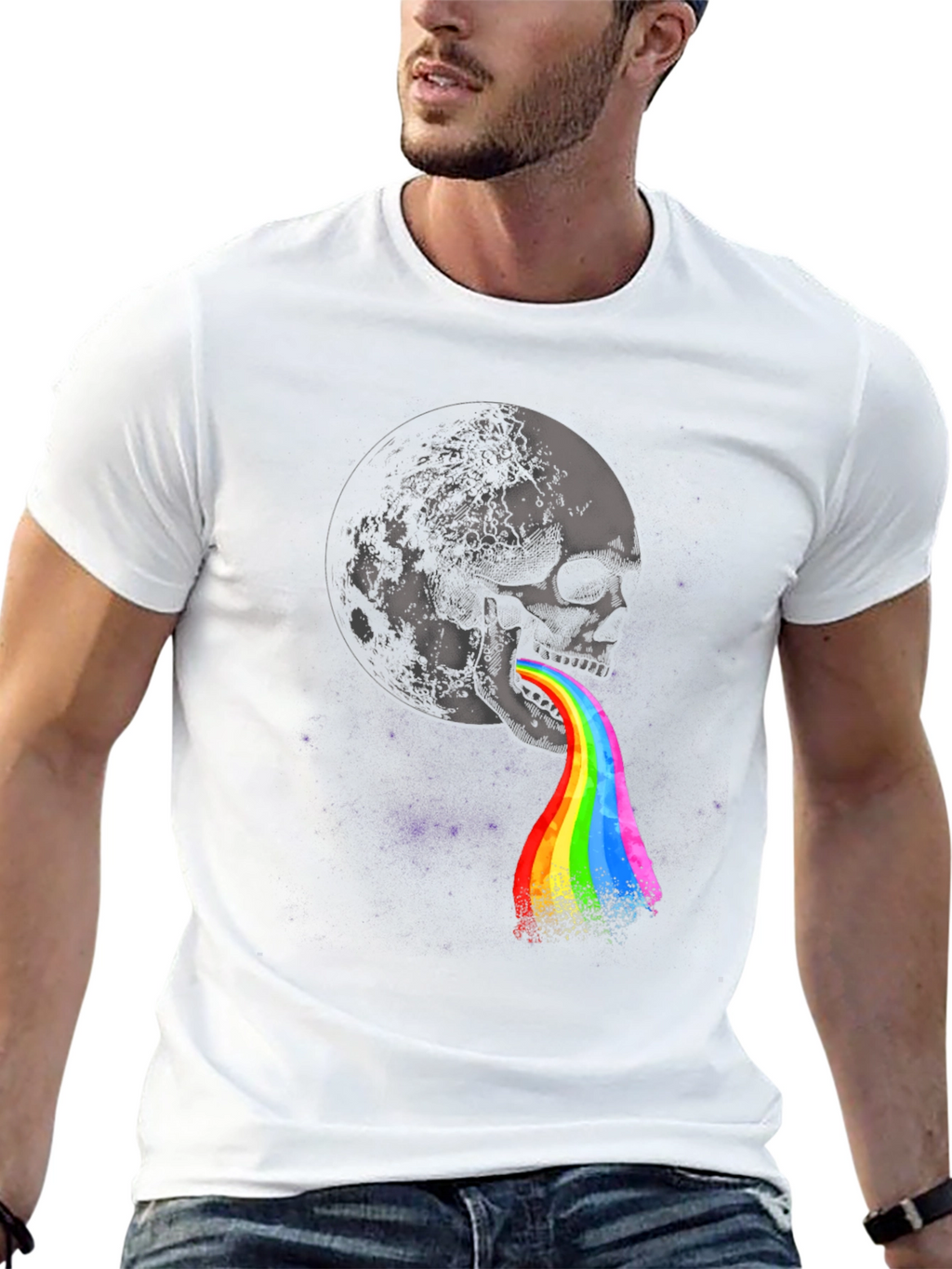 Skull Rainbow Vomit Graphic Tee
