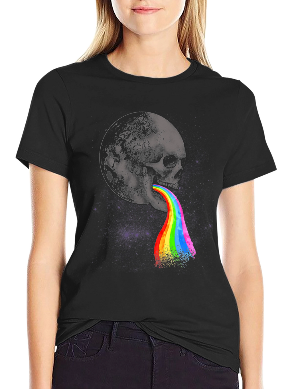 Skull Rainbow Vomit Graphic Tee