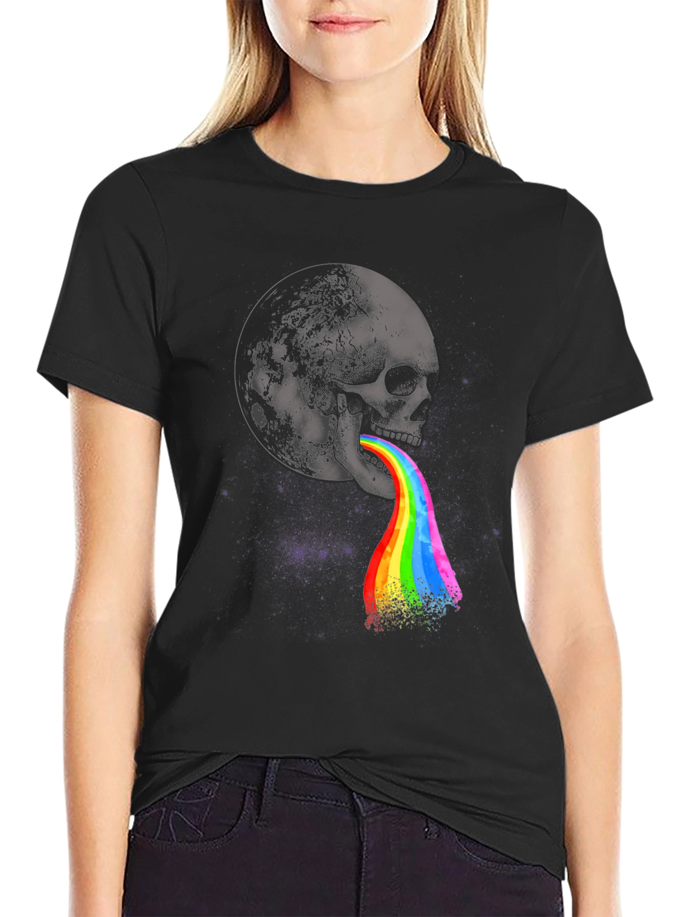Skull Rainbow Vomit Graphic Tee