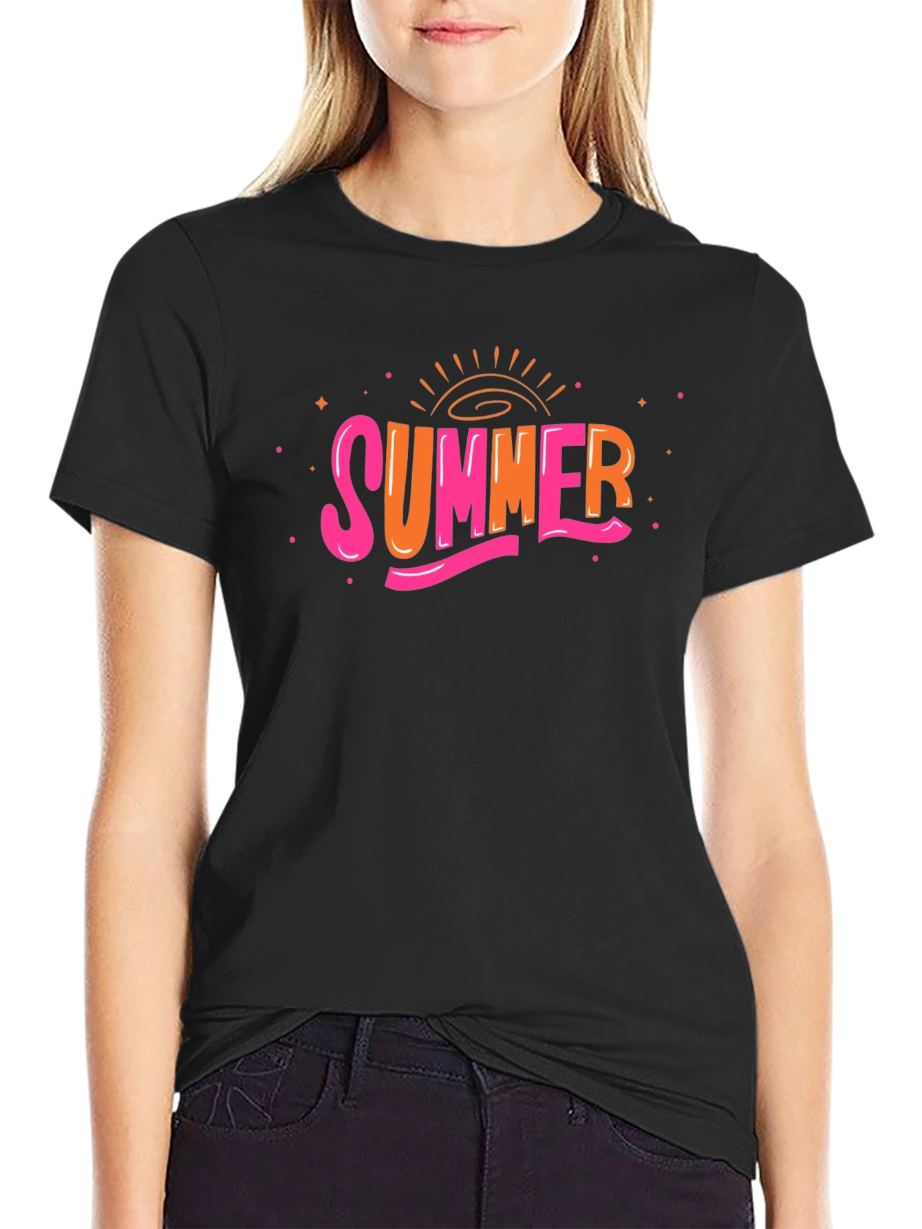 Summer Graphic Tee - Trendy Black T-Shirt