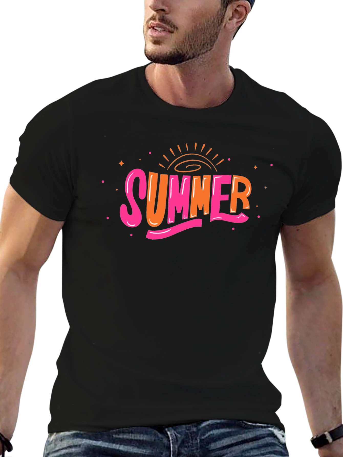 Summer Graphic Tee - Trendy Black T-Shirt