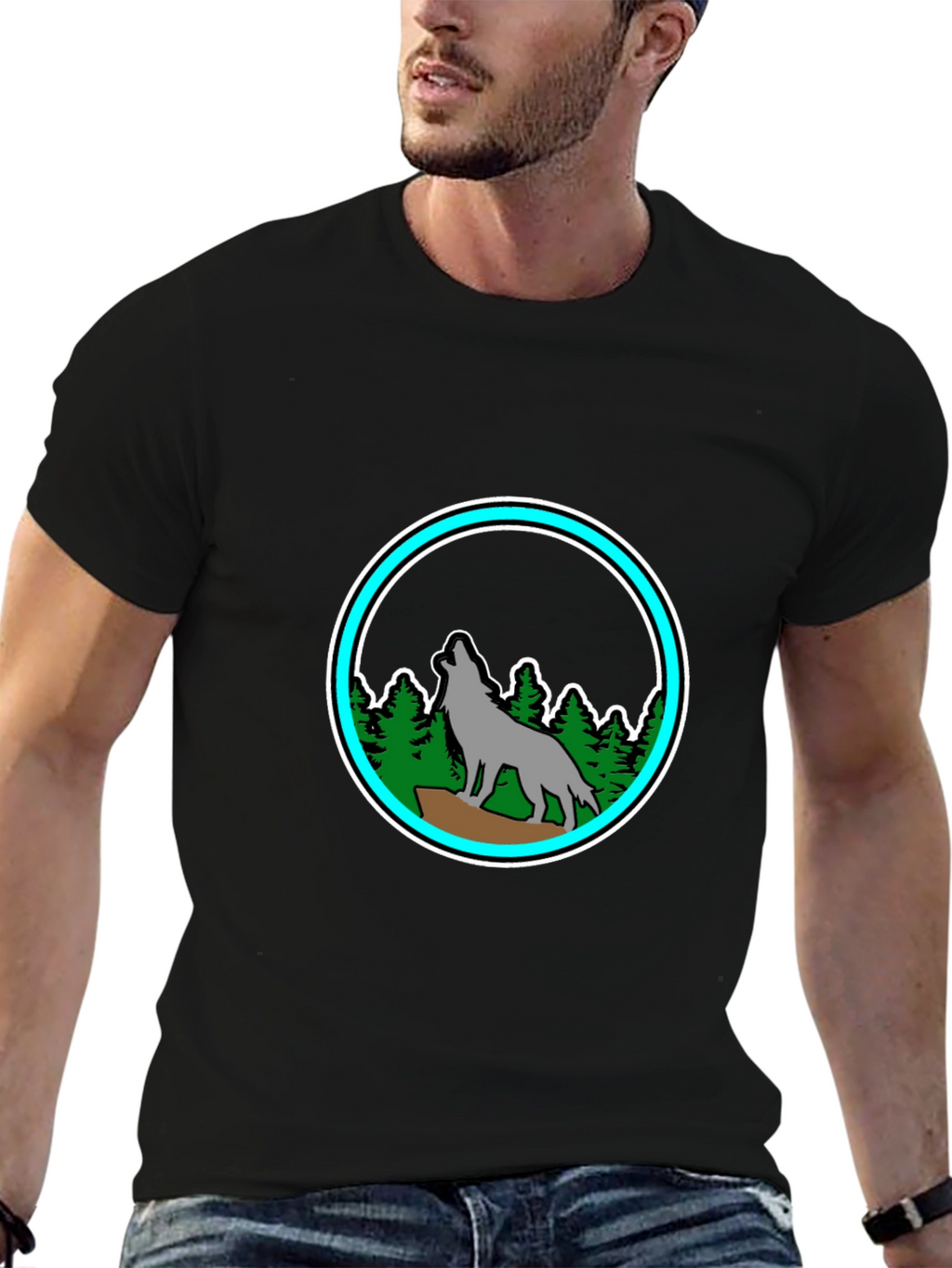 Wolf Howling at Moon T-Shirt - Nature Design
