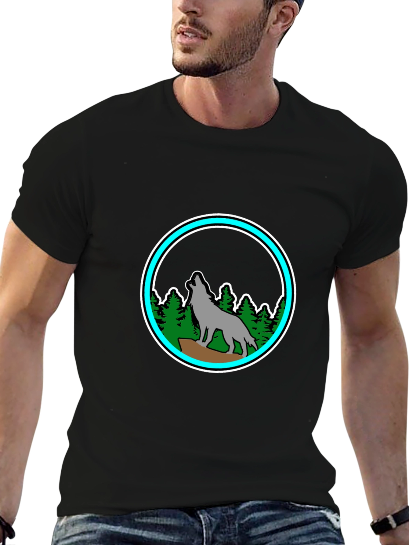 Wolf Howling at Moon T-Shirt - Nature Design