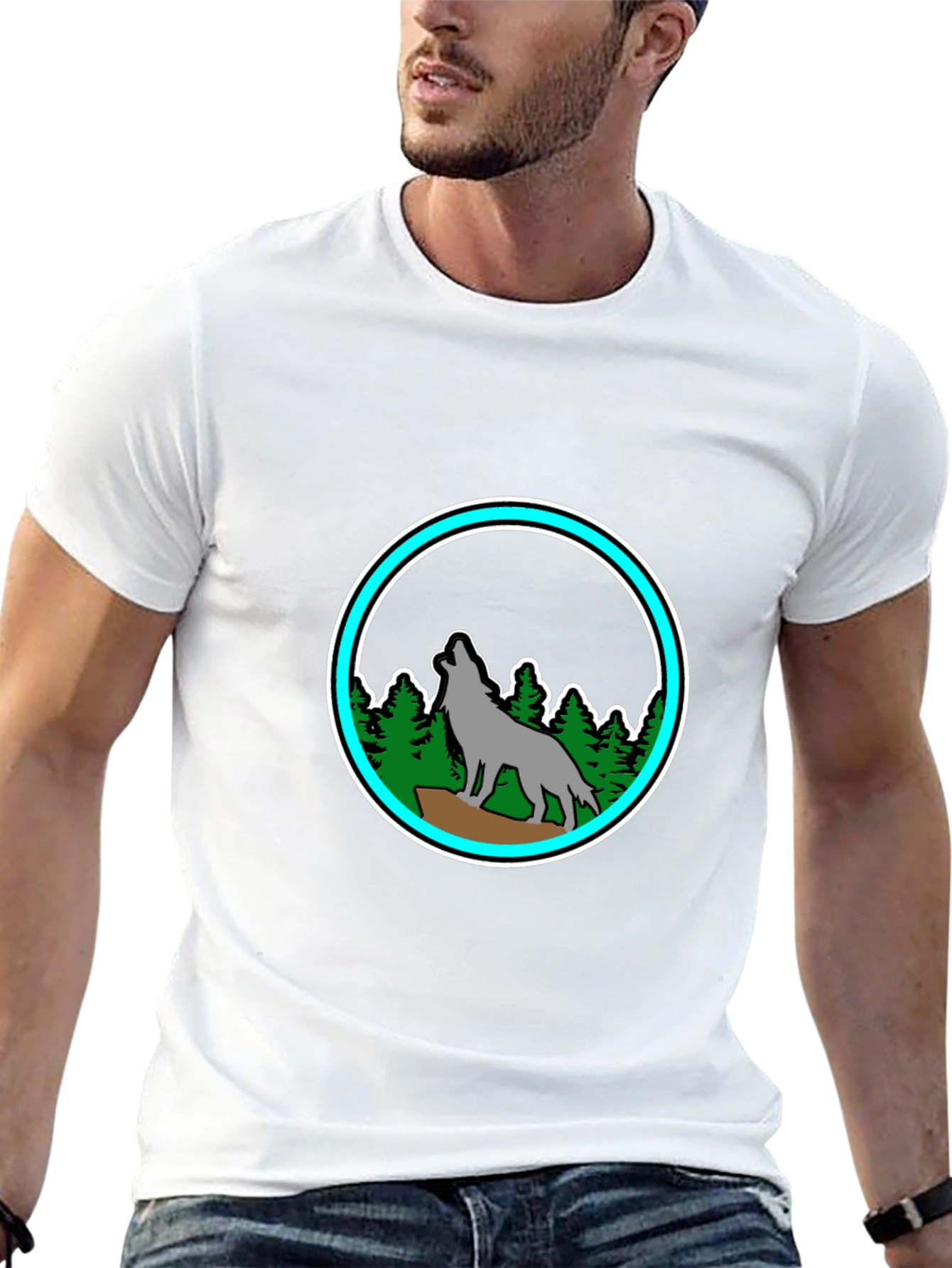 Wolf Howling at Moon T-Shirt - Nature Design