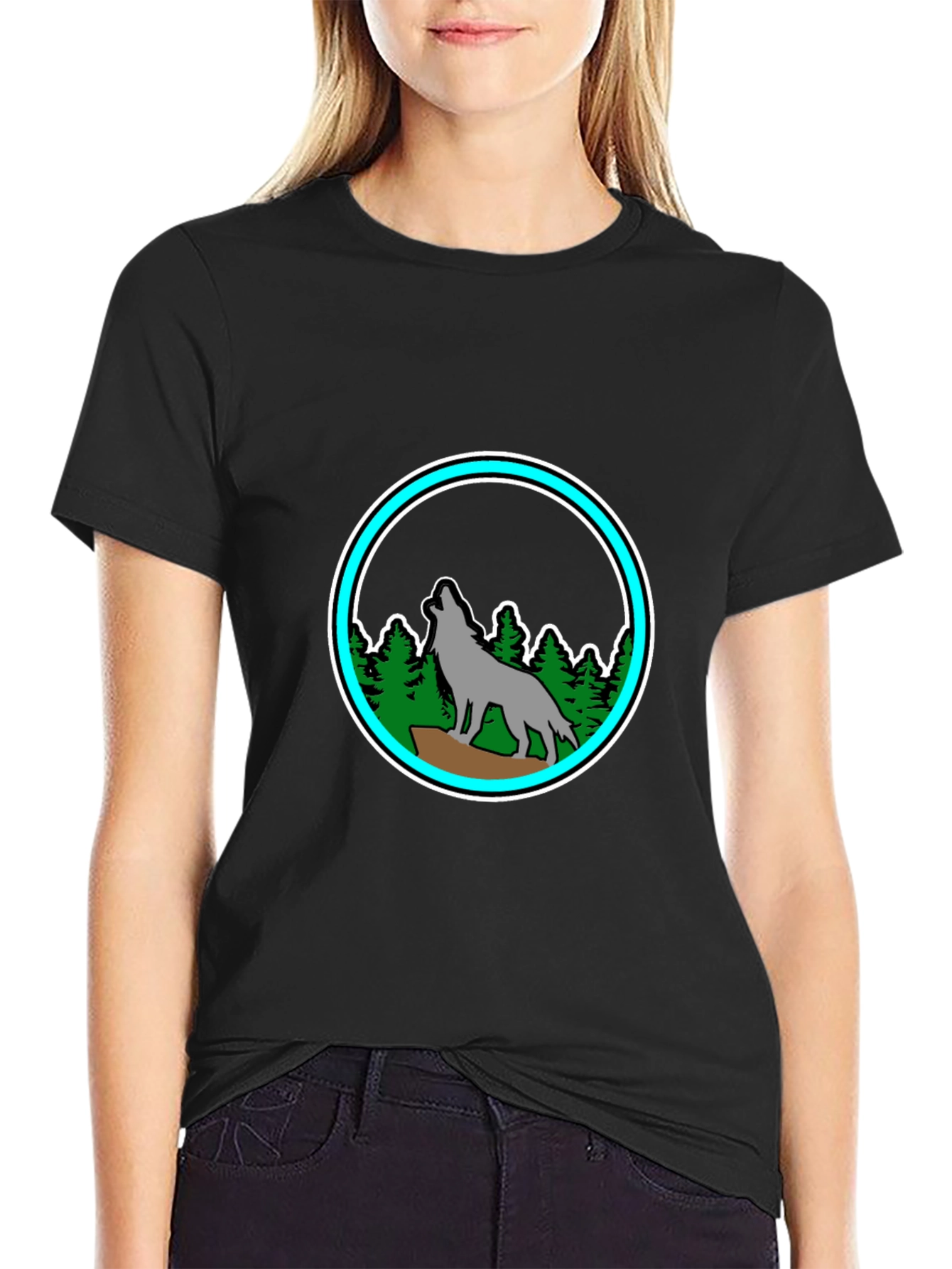 Wolf Howling at Moon T-Shirt - Nature Design