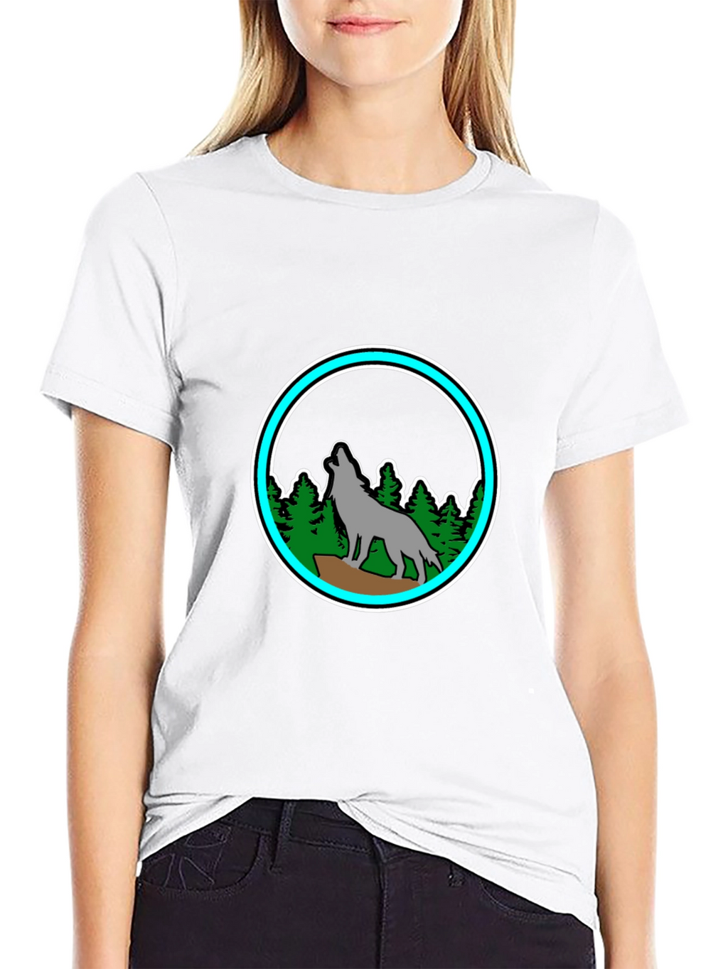 Wolf Howling at Moon T-Shirt - Nature Design