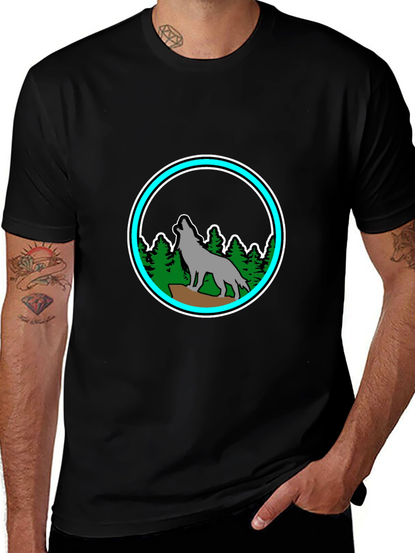 Wolf Howling at Moon T-Shirt - Nature Design