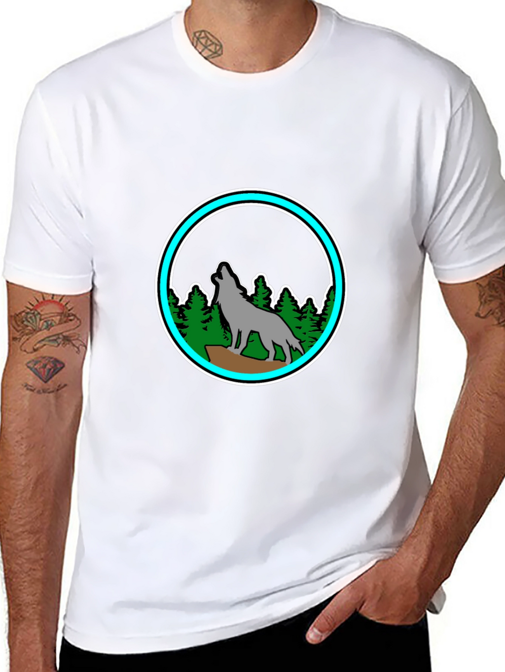 Wolf Howling at Moon T-Shirt - Nature Design