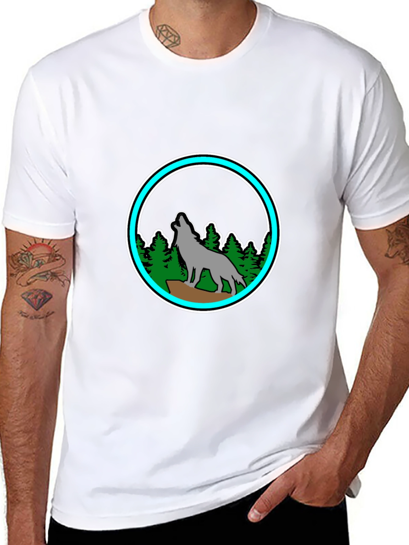 Wolf Howling at Moon T-Shirt - Nature Design