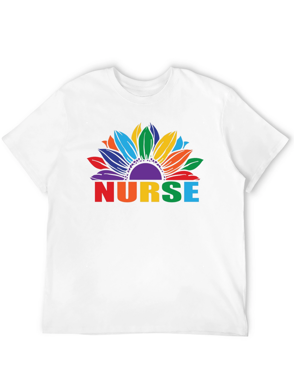 Rainbow Nurse Sunflower Black T-Shirt