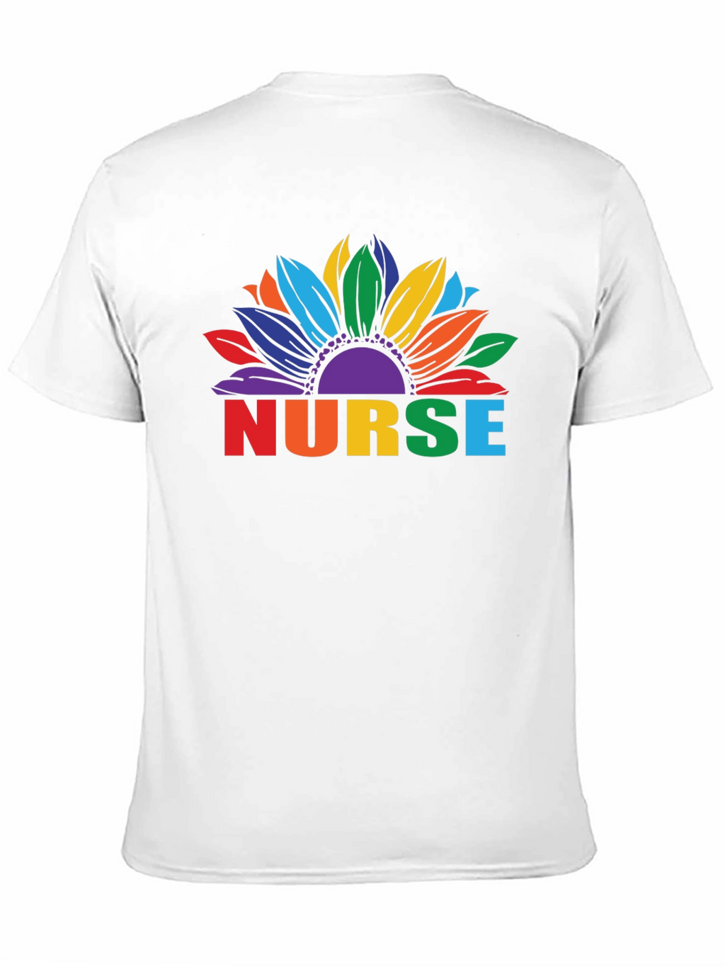 Rainbow Nurse Sunflower Black T-Shirt