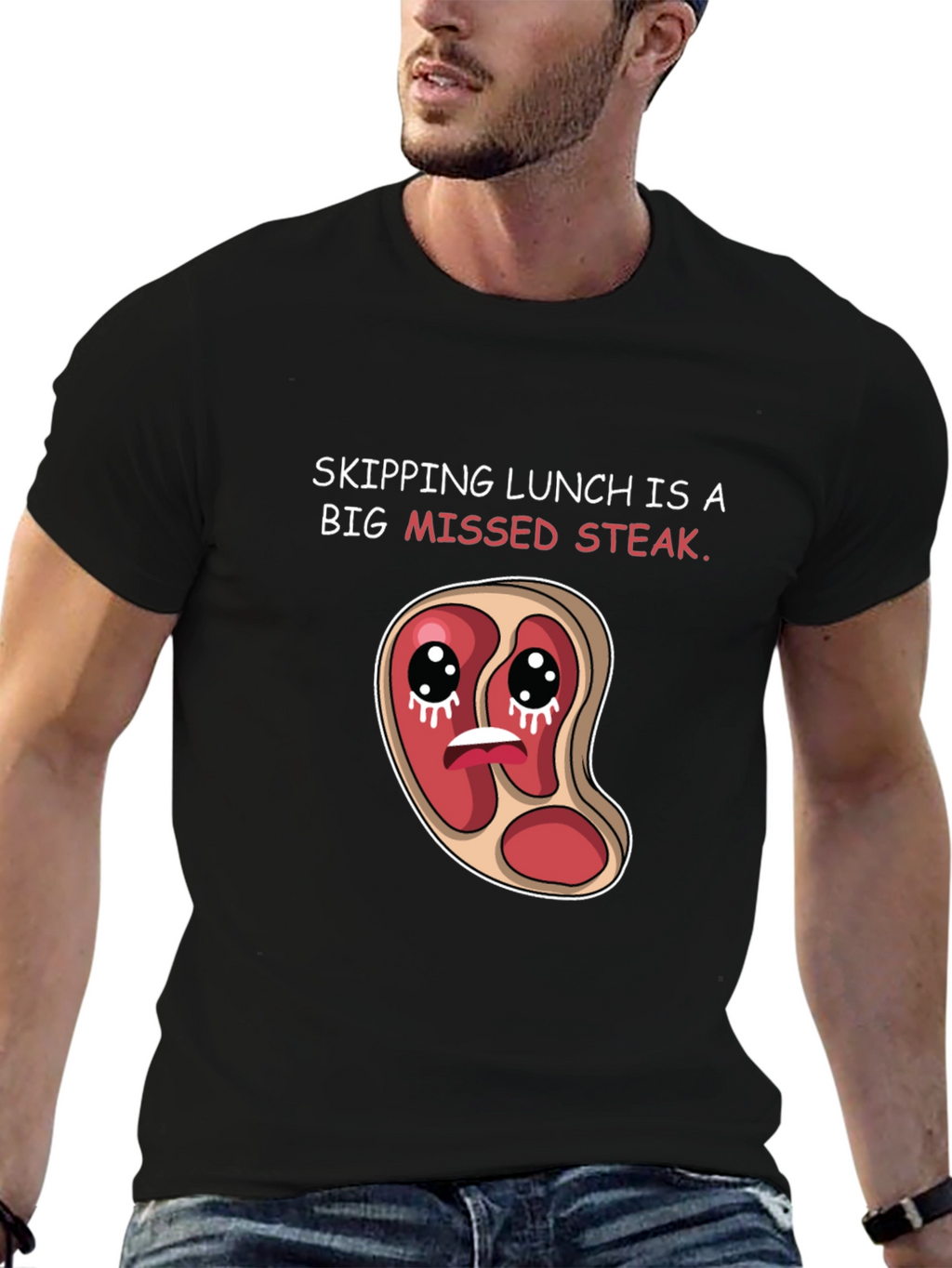 Missed Steak Pun Graphic T-Shirt