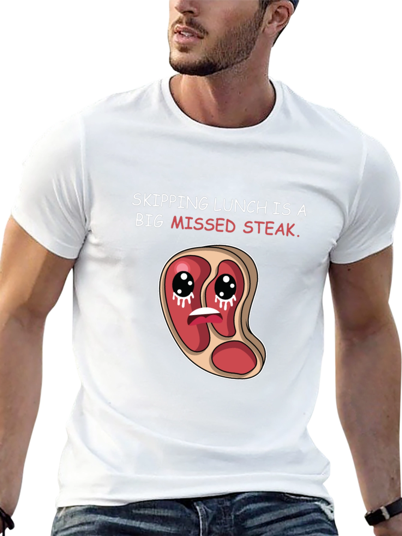 Missed Steak Pun Graphic T-Shirt