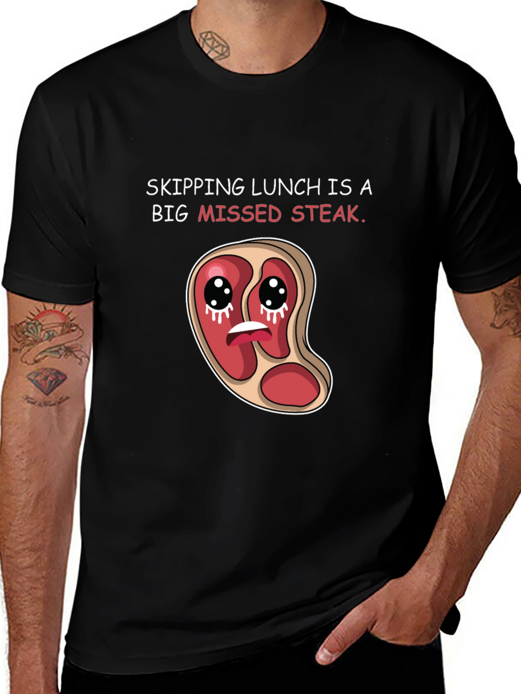 Missed Steak Pun Graphic T-Shirt
