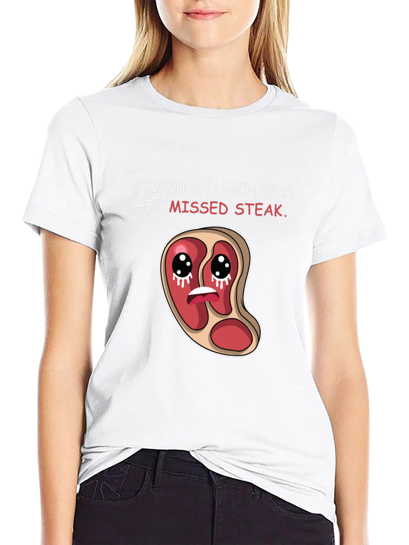 Missed Steak Pun Graphic T-Shirt