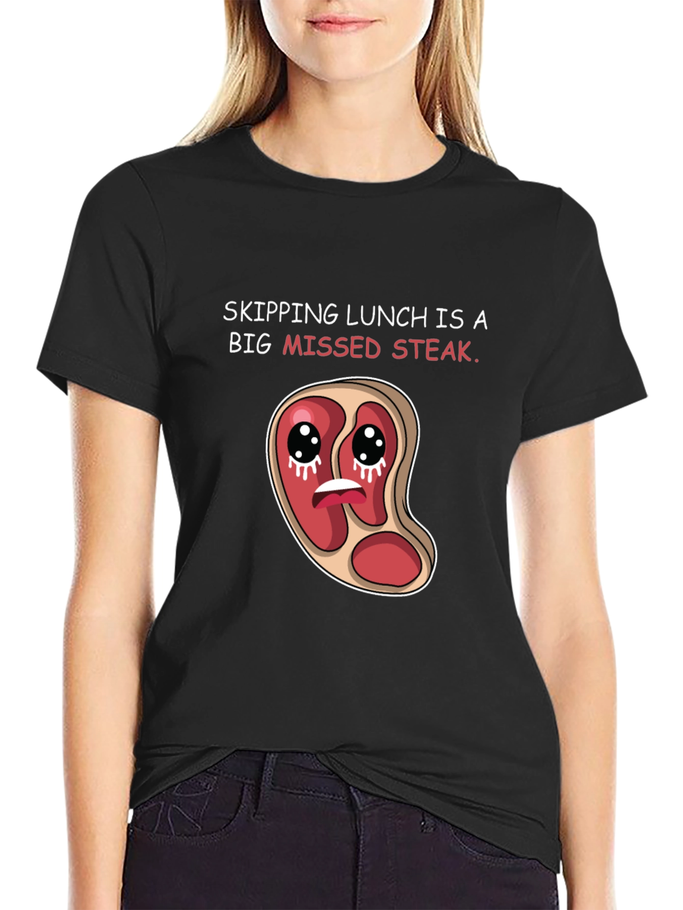 Missed Steak Pun Graphic T-Shirt