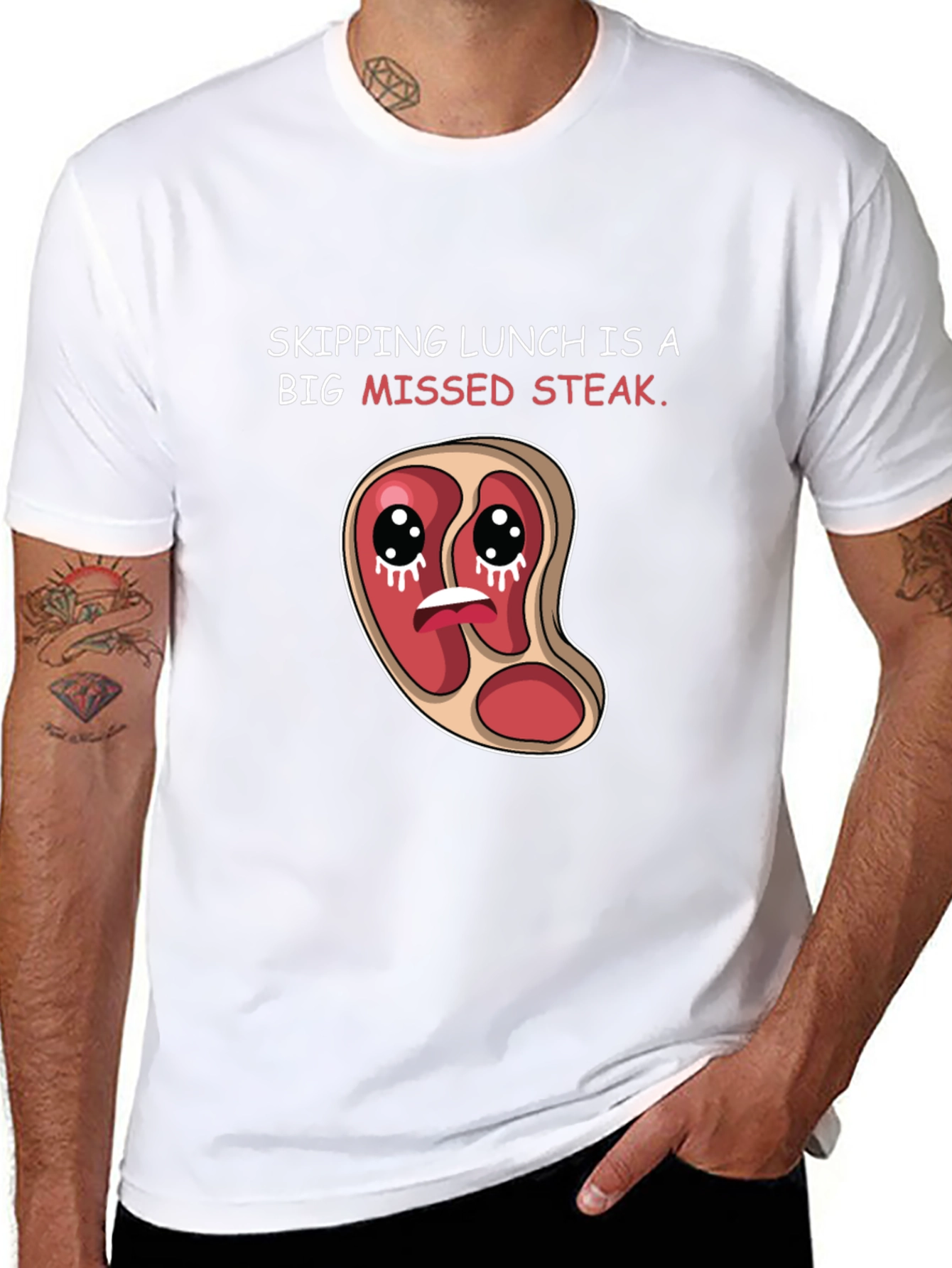 Missed Steak Pun Graphic T-Shirt