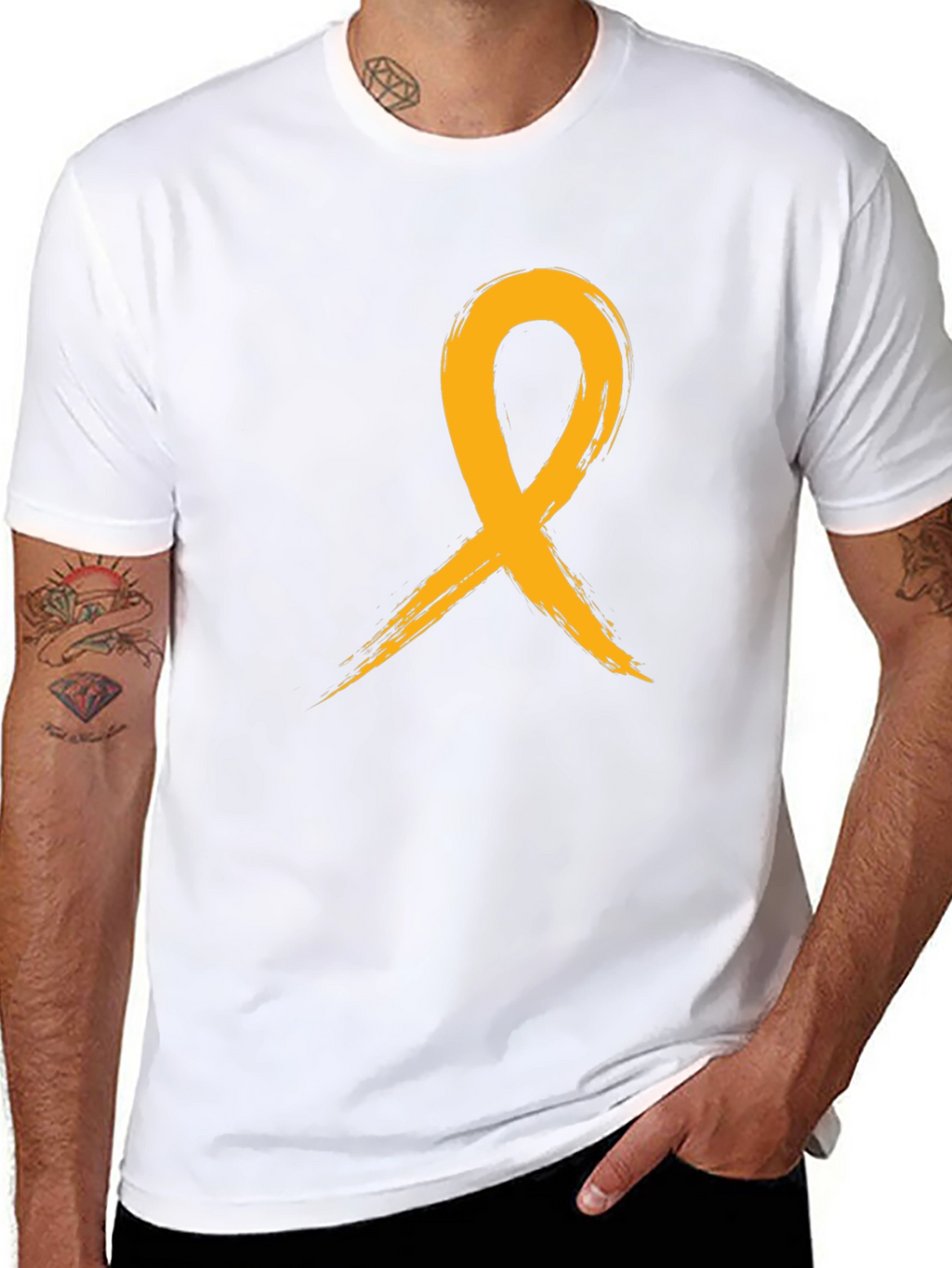 Gold Ribbon Graphic Tee - Awareness T-Shirt