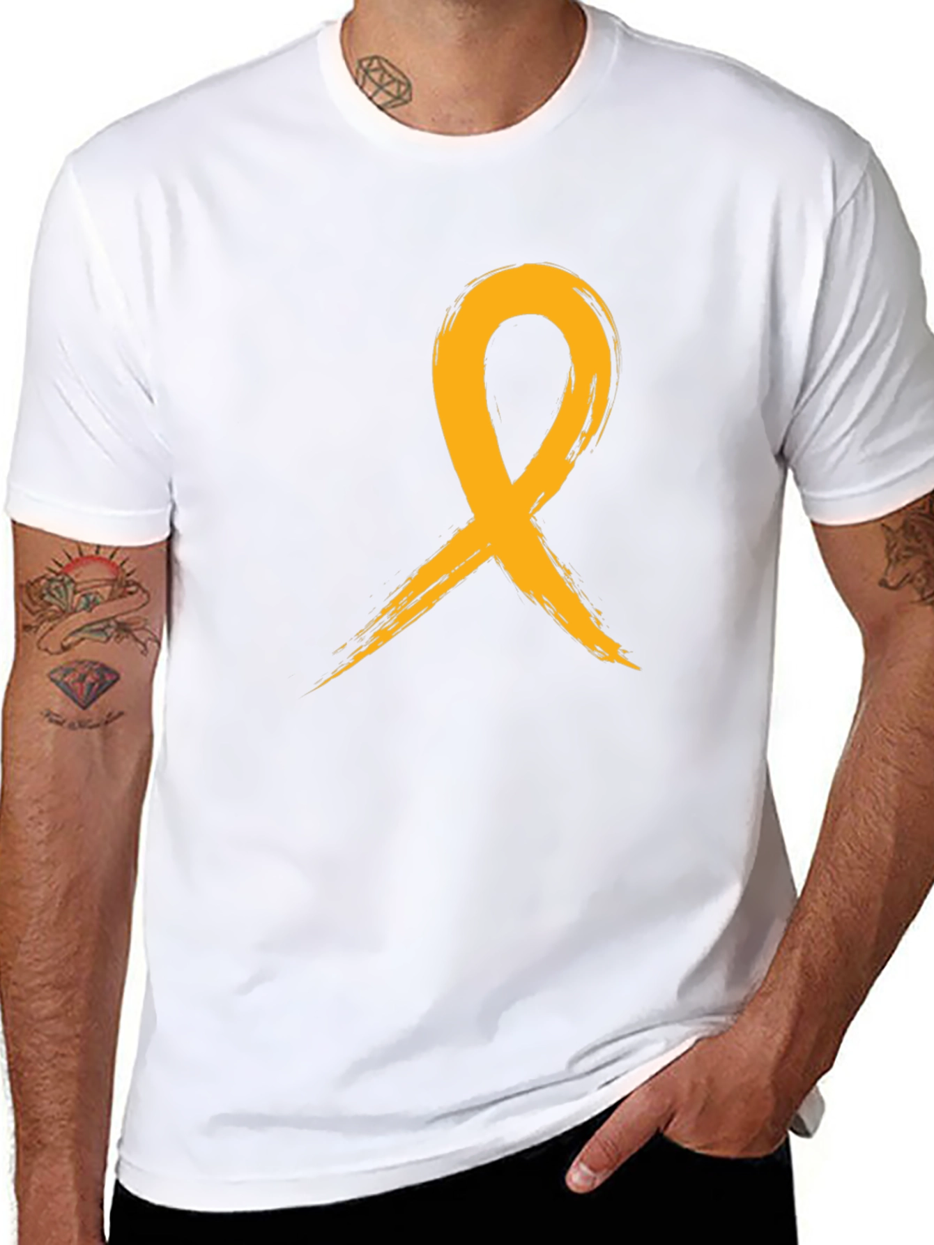 Gold Ribbon Graphic Tee - Awareness T-Shirt