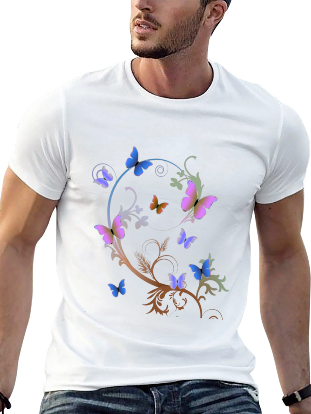 Butterfly Graphic Print T-Shirt - Stylish Casual Wear