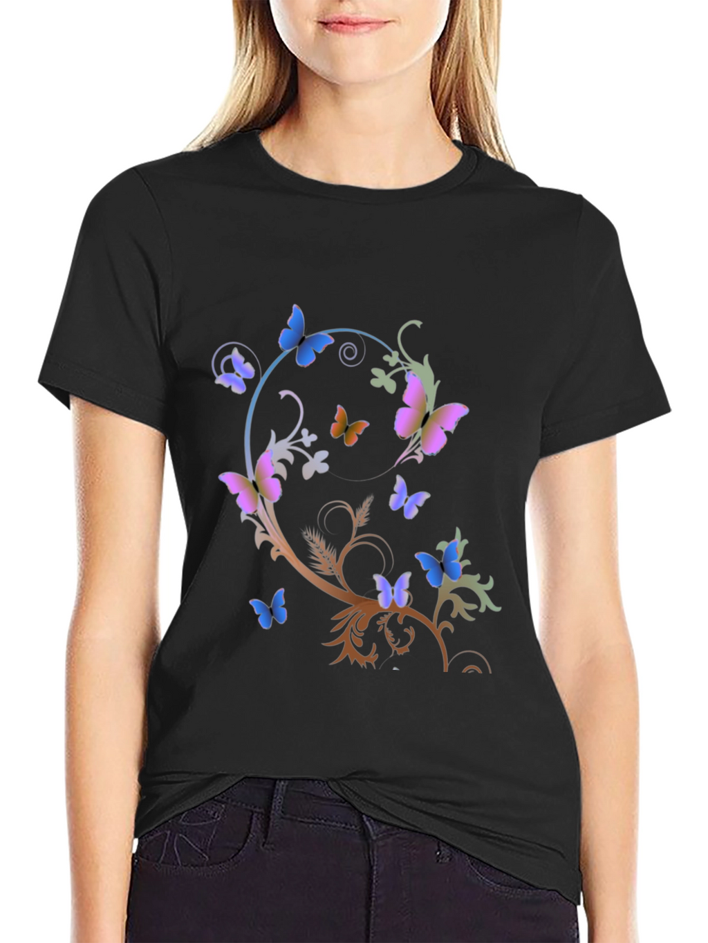 Butterfly Graphic Print T-Shirt - Stylish Casual Wear