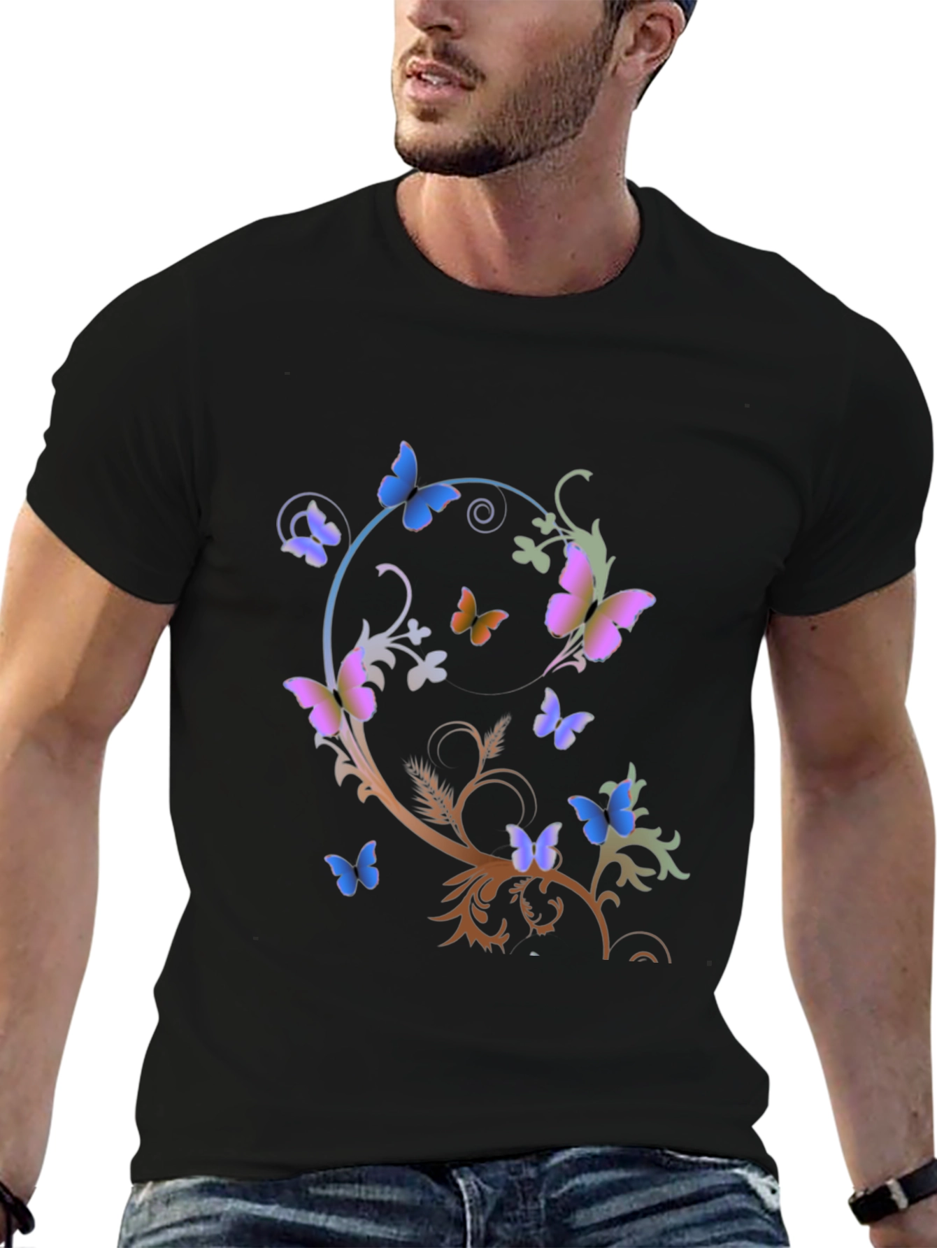 Butterfly Graphic Print T-Shirt - Stylish Casual Wear