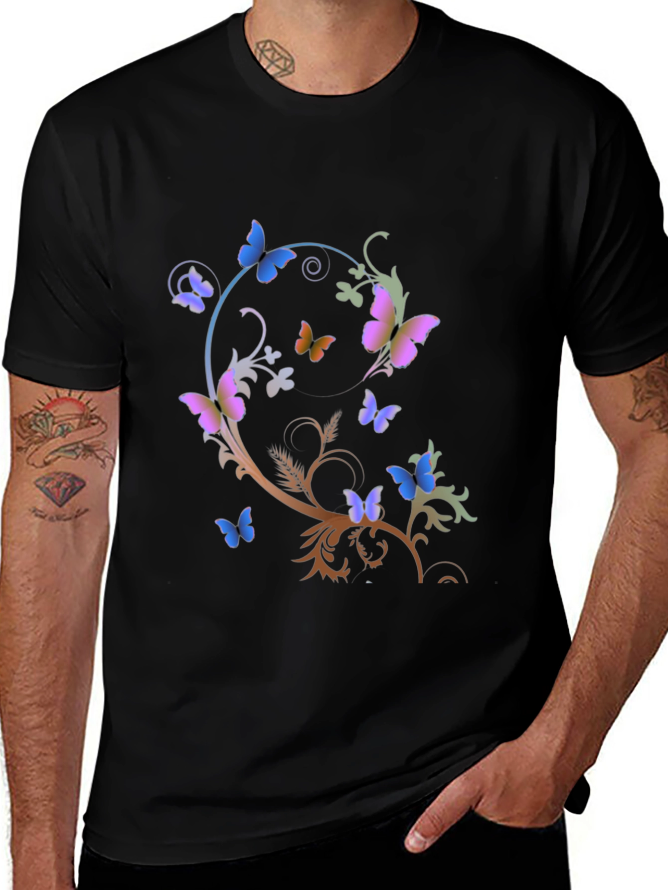 Butterfly Graphic Print T-Shirt - Stylish Casual Wear