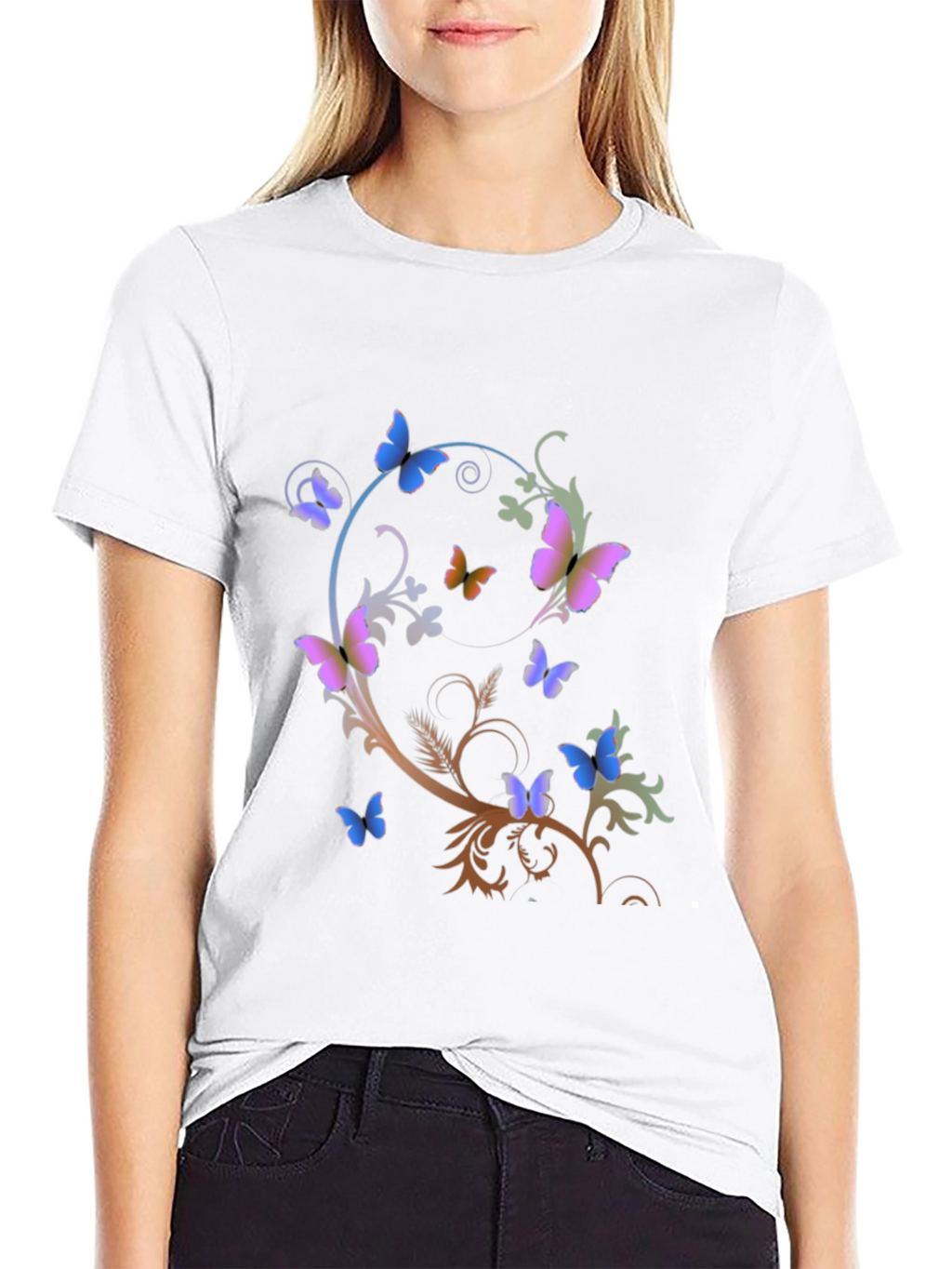 Butterfly Graphic Print T-Shirt - Stylish Casual Wear