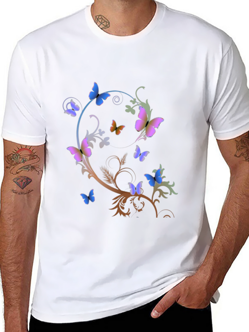 Butterfly Graphic Print T-Shirt - Stylish Casual Wear