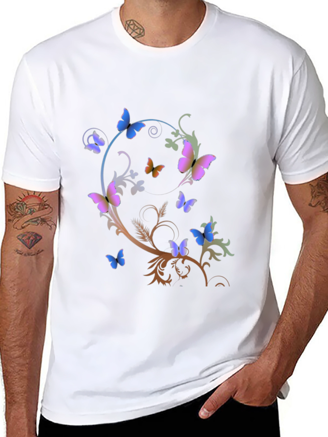 Butterfly Graphic Print T-Shirt - Stylish Casual Wear