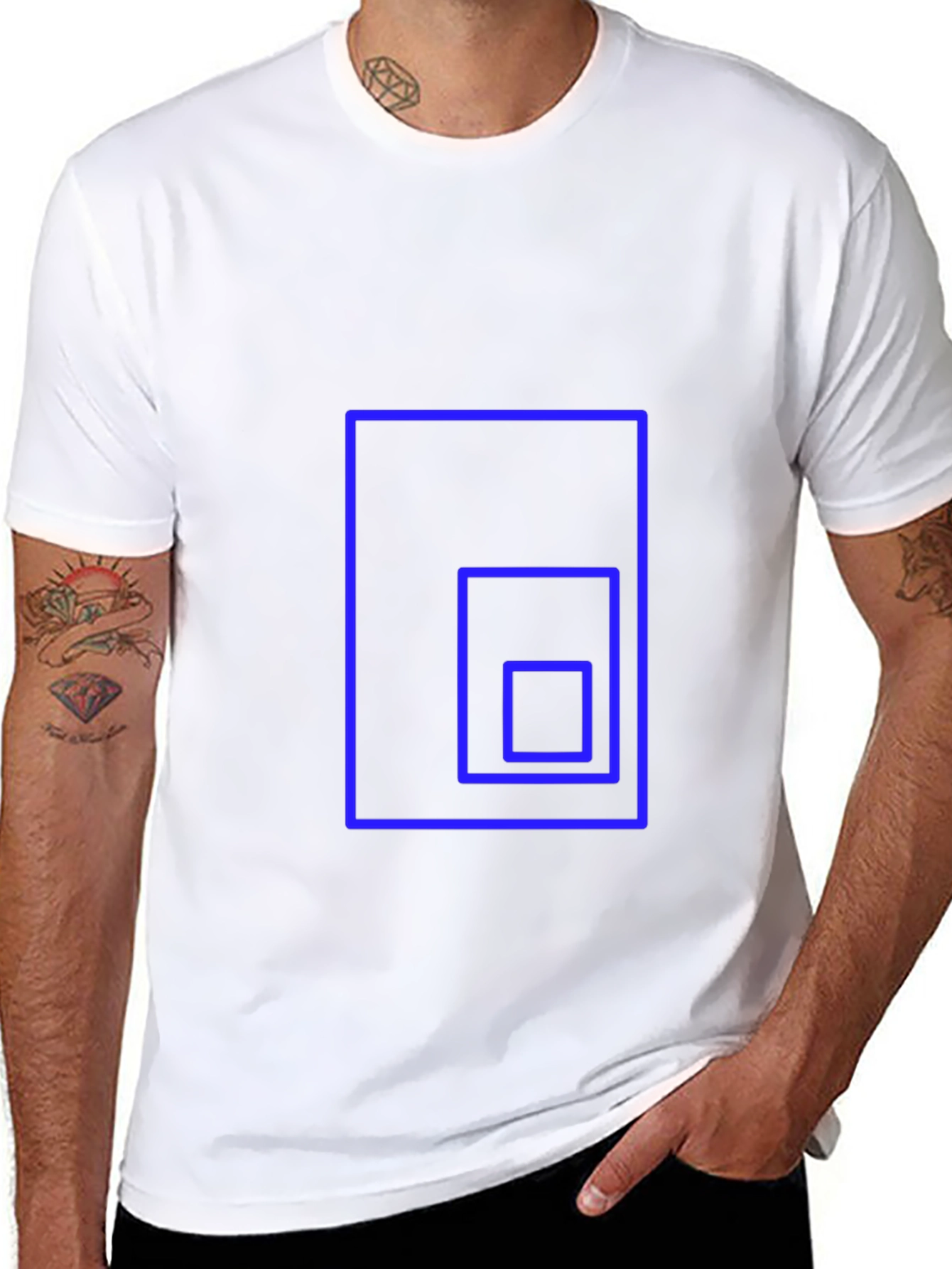 Geometric Square Design Black T-Shirt