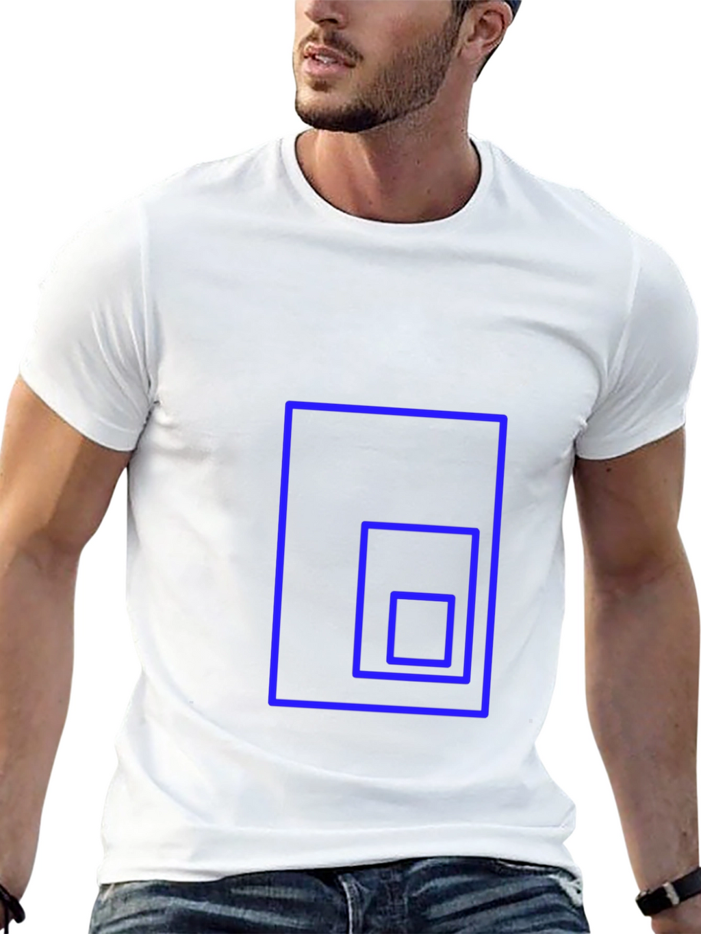 Geometric Square Design Black T-Shirt