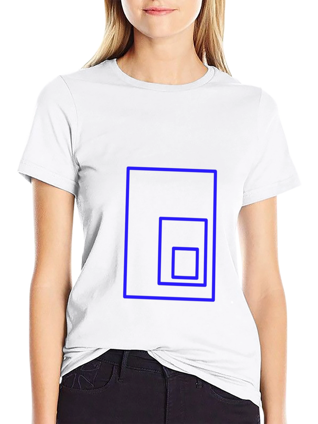 Geometric Square Design Black T-Shirt
