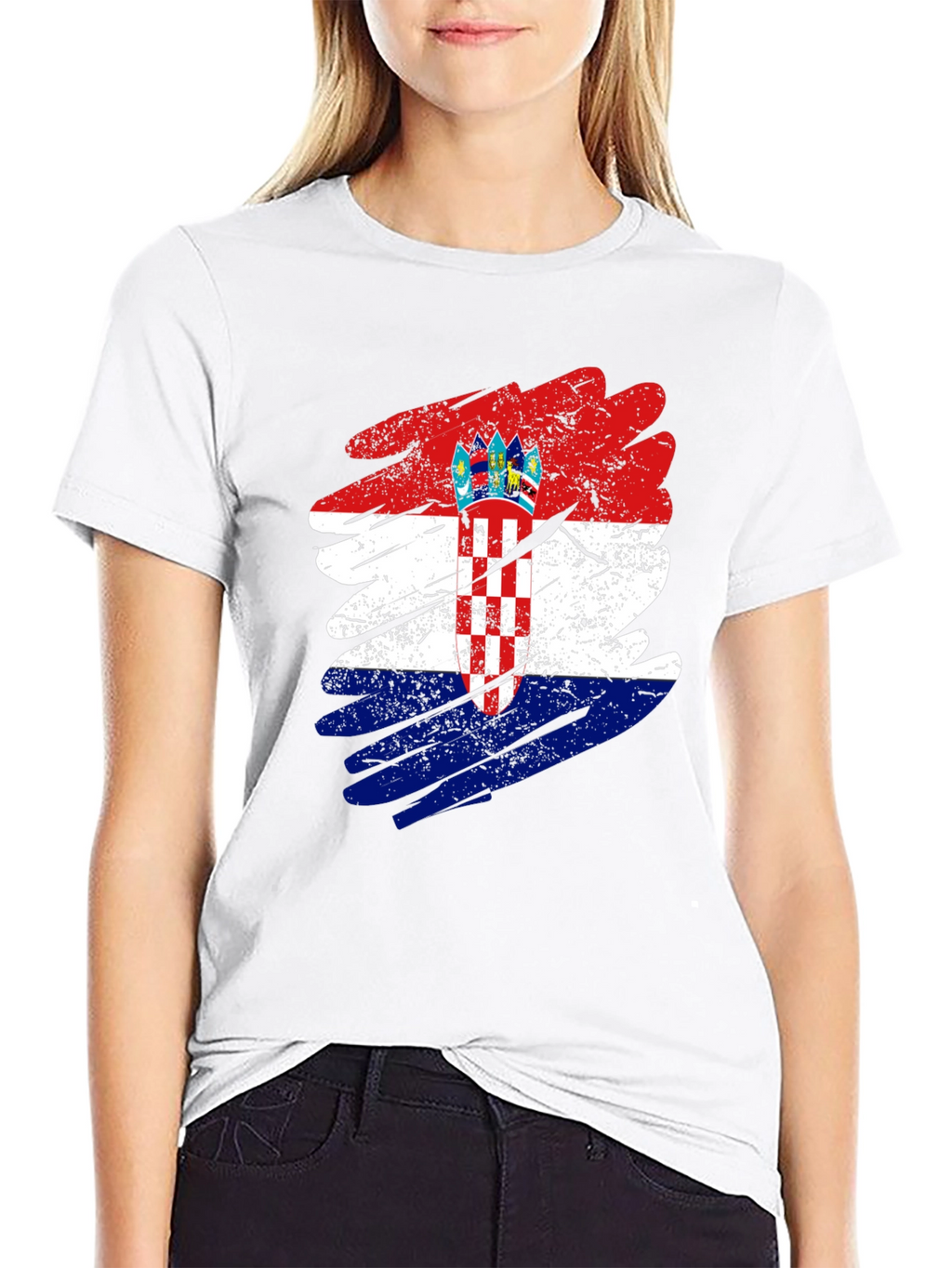 Croatian Flag Graphic T-Shirt - Grunge Style