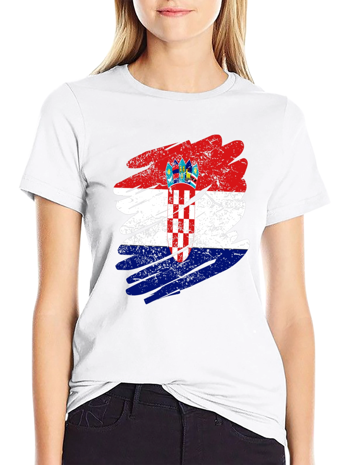 Croatian Flag Graphic T-Shirt - Grunge Style